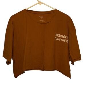 Arizona Jean Company Women's Burnt Orange Crop Top Motivational Print XL